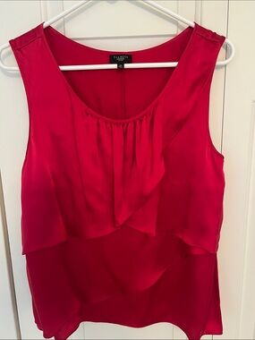 Talbots Red Layered Ruffle Sleeveless Blouse